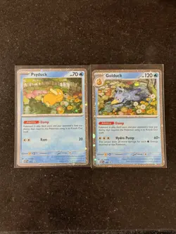 Pokemon TCG Black Star Promos Psyduck MEP 007 & Golduck MEP 008 Toploaded - Image 1