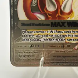 Charizard DX 52/100 Gold Metal Pokemon Card Max Wildfire HP500 - Image 4