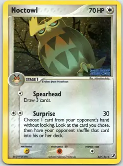 Noctowl 43/115 Unseen Forces - 2005 Pokemon MP Reverse Holo - Image 1