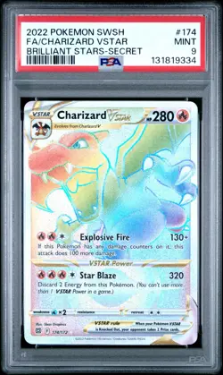 Charizard VSTAR (Secret) 174/172 Swsh09: Brilliant Stars 2022 Pokemon PSA 9 - Image 1