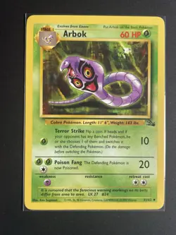 Pokemon Arbok 31/62 Fossil Regular Unlimited Uncommon English 1999 Card - Image 1