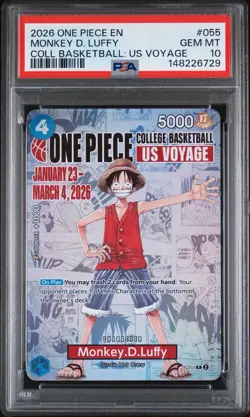 PSA 10 One Piece Card Monkey D. Luffy US College Basketball Voyage Promo - Image 1