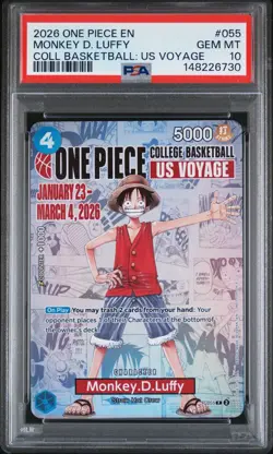 PSA 10 One Piece Card Monkey D. Luffy US College Basketball Voyage Promo - Image 1