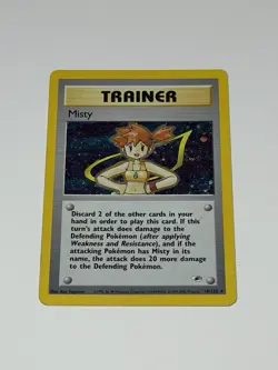 Pokemon TCG Misty Trainer Card Gym Heroes 18/132 Holo Rare SWIRL WOTC 1999 MP/LP - Image 1