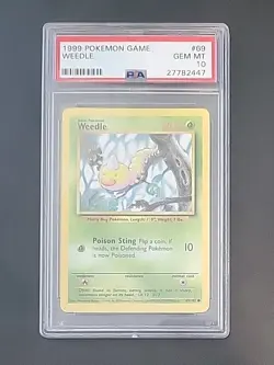 Pokemon Card Weedle 69/102 Regular PSA 10 WOTC Base Set Unlimited GEM MINT - Image 1