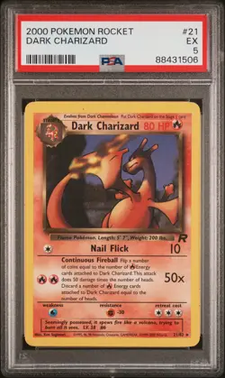 2000 POKEMON ROCKET #21 DARK CHARIZARD PSA 5 - Image 1