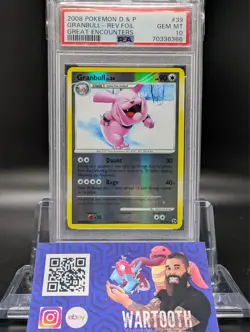 PSA 10 GEM MINT Pokemon GRANBULL Great Encounters 2008 Reverse Holo #39 - Image 1