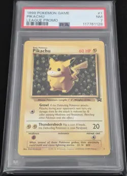 1999 Pokemon WotC Black Star Promo Pikachu Ivy League #1 PSA 7 NM Vintage - Image 3