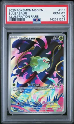 2025 POKEMON MEG EN-MEGA EVOLUTION ILLUSTRATION RARE #133 BULBASAUR PSA 10 - Image 1