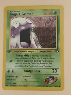 Pokemon TCG Koga's Grimer 1st Edition Gym Challenge Common 78/132 Basic 50 HP - Image 2