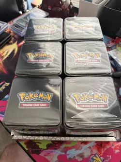 Pokemon TCG: Stacking Tins 2025 Factory Sealed 6 Tin Box With Store Display Case - Image 4