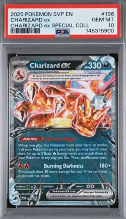2025 POKEMON SVP EN-SV BLACK STAR PROMO 196 CHARIZARD EX SPECIAL COLL PSA 10 - Image 1