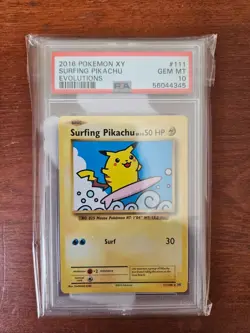 2016 Pokemon XY Evolutions Surfing Pikachu Secret Rare #111 PSA 10 GEM MINT - Image 1