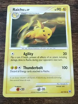Raichu 45/100 Reverse Holo Majestic Dawn Pokemon Card - Image 1