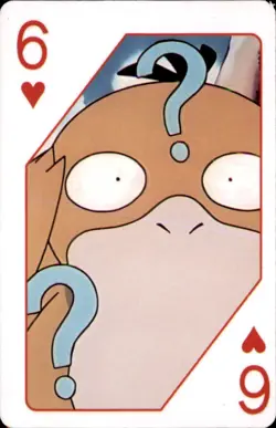 Pokemon 1000th Episode Playing Card Set Confused Psyduck 6 of Hearts - Image 1
