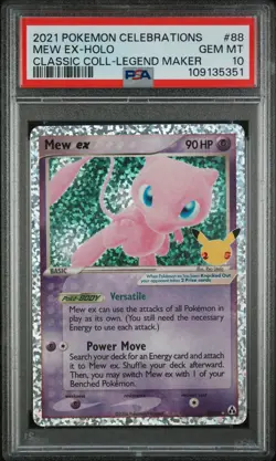 Pokemon 2021 Celebrations Classic Coll Legend Maker Mew EX Holo Card #88 PSA 10 - Image 1