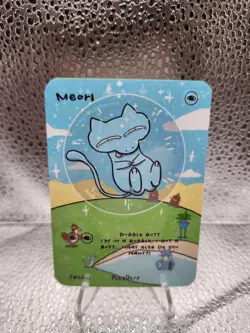HOLO Pokederp Meow - Bubble Mew Fan Art Custom Derpy Card Alt Art Holo - Image 1