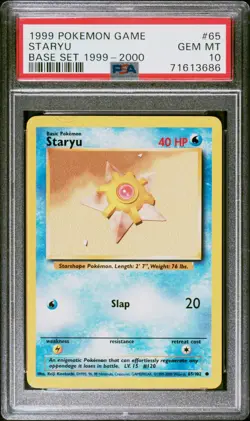 PSA 10 Gem 1999 Pokemon Base Set Staryu 1999-2000 UK Printing 4th Print 65 - Image 1