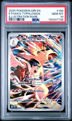 2025 POKEMON DRI EN-DESTINED RIVALS ILLUSTRATION RARE ETHAN'S TYPHLOSION PSA 10 - Image 1