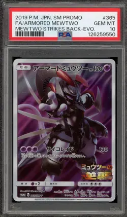 Pokemon Armored Mewtwo Strikes Back Evo. Japanese Full Art Promo 365/SM-P PSA 10 - Image 1