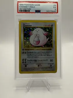 Pokemon Chansey 1st Edition Base Set (Shadowless) Holo Rare PSA 5 3/102 - Image 1