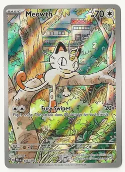 Pokemon TCG Meowth 106/094 Phantasmal Flames Full Art Holo Illustration Rare NM - Image 1