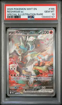 PSA 10 RESHIRAM EX 166/086 POKEMON TCG WHITE FLARE SPECIAL ILLUSTRATION RARE - Image 1