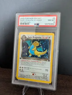 2000 POKEMON TCG ROCKET #5 DARK DRAGONITE - 1st EDITION HOLO PSA 8 NM-MT - SWIRL - Image 3