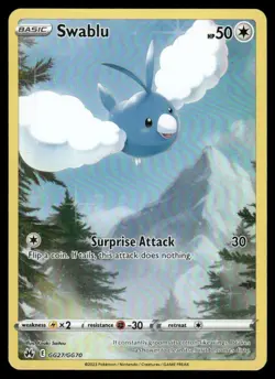 Pokemon Cards Swablu GG27/GG70 Crown Zenith Galarian Gallery Holo NM *2 - Image 1
