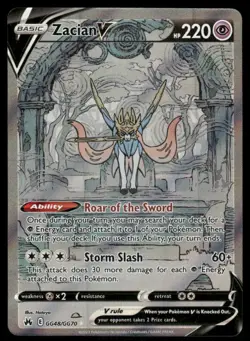 Pokemon Cards Zacian V GG48/GG70 Crown Zenith Galarian Gallery Holo Rare V NM - Image 1