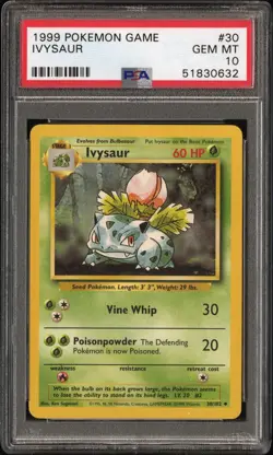 1999 Pokemon Ivysaur Base Set #30/102 PSA 10 GEM MT - Image 1
