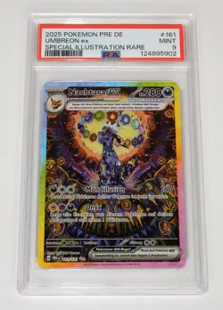 2025 Pokemon 🔮 161 Nachtara ex PSA 9 Umbreon Deutsch Prismatische Entwicklungen - Image 3