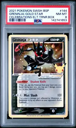2021 POKEMON SWSH BLACK STAR PROMO #144 GRENINJA-GOLD STAR PSA 8 - Image 1