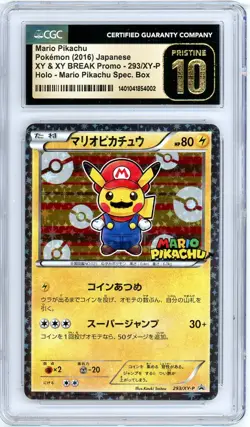 Pokemon Mario Pikachu #293/XY-P Japanese CGC Pristine 10 - Image 1