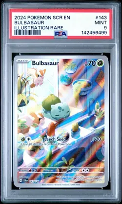 2024 POKEMON SCR EN-STELLAR CROWN ILLUSTRATION RARE #143 BULBASAUR MINT PSA 9 - Image 1