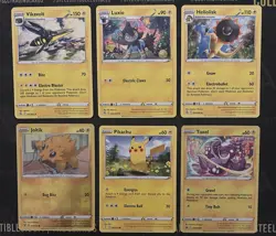 Six Card Lot Electric Pokemon Various Sets - Image 1