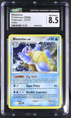 CGC 8.5 Blastoise 2009 Platinum 2/127 Holo Pokemon Card - Image 1