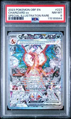 Pokemon Charizard EX Card PSA #8 223/197 SV03: Obsidian Flames Holo - Image 1