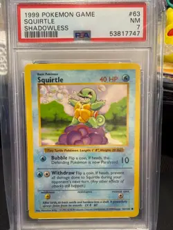 Pokemon TCG Squirtle Base Set Shadowless PSA 7 - Image 1
