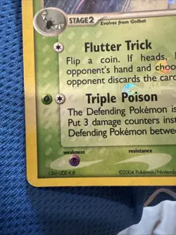 2004 Pokemon EX Hidden Legends Crobat Reverse Holo #3/101 NM- - Image 2