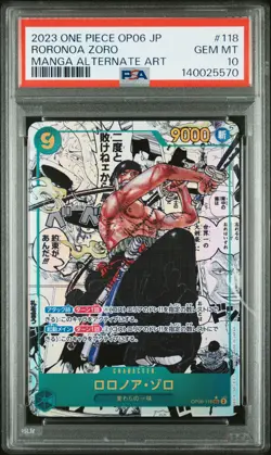 2023 ONE PIECE JPN OP06-WINGS OF THE CAPTAIN #118 RORONOA ZORO PSA 10 - Image 1