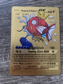 Magikarp & Wailord GX Gold Foil Textured Display Pokemon Card - Fan Art - Image 1