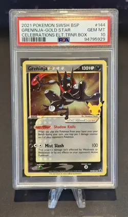 2021 Pokemon Celebrations SWSH BSP Gold Star English Card - PSA 10 Greninja #144 - Image 1