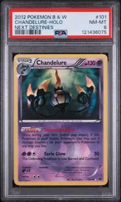 Pokemon Chandelure Holo Secret Shiny 2012 Next Destinies #101 PSA 8 Near Mint MT - Image 1