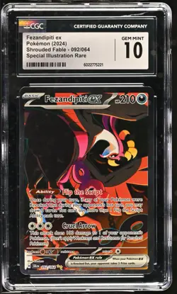 2024 POKEMON SHROUDED FABLE #092/064 FEZANDIPITI EX CGC 10 GEM MINT!!! - Image 1