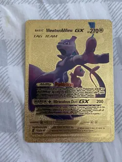 Mewtwo & Mew GX Premium Gold Foil Fan Art Textured Collector Pokemon - Image 1