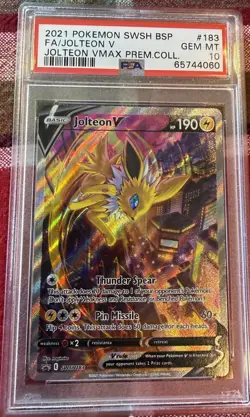 2021 POKEMON SWSH PREMIUM COLLECTION PROMO #183 FULL ART/JOLTEON V PSA 10 - Image 1