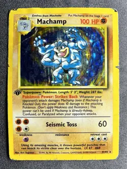 Pokemon TCG Machamp Holo 1st Edition Base Set #8/102 DMG - Image 1