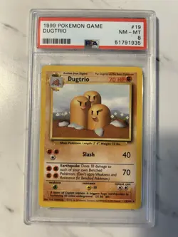 Pokemon TCG Dugtrio Base Set Rare PSA 8 19/102 English 1999 Card - Image 1