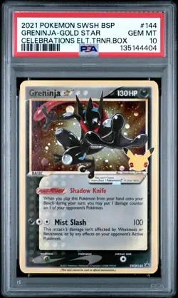 2021 Pokemon Swsh Black Star Promo Greninja-Gold Star Celebrations PSA 10 #144 - Image 1